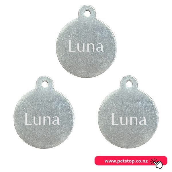 Pet Name Tag - "Luna" - Small Silver Circle 3pk Carousel 1