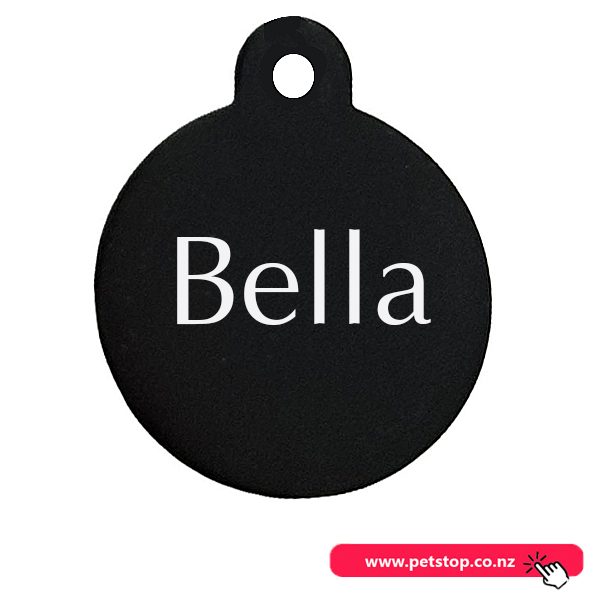 Pet Name Tag - "Bella" - Black Circle Carousel 1