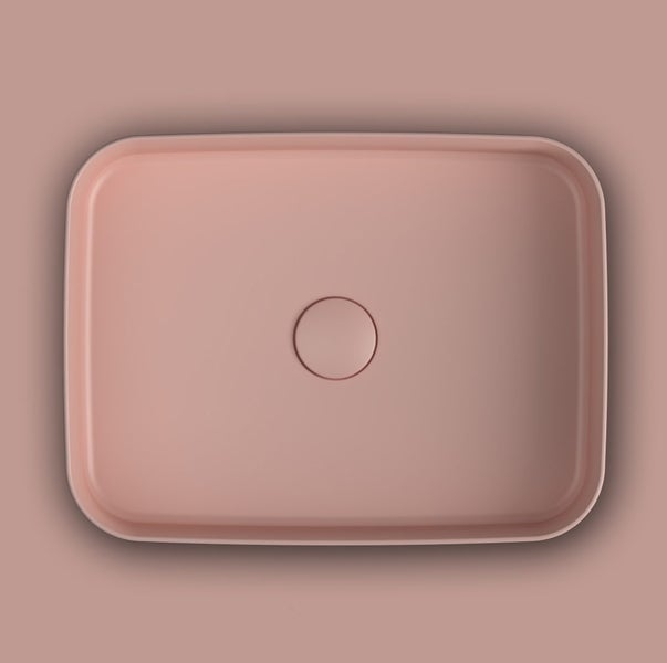 TONI RECTANGULAR VESSEL BASIN IN SALMON - NEW Carousel 1