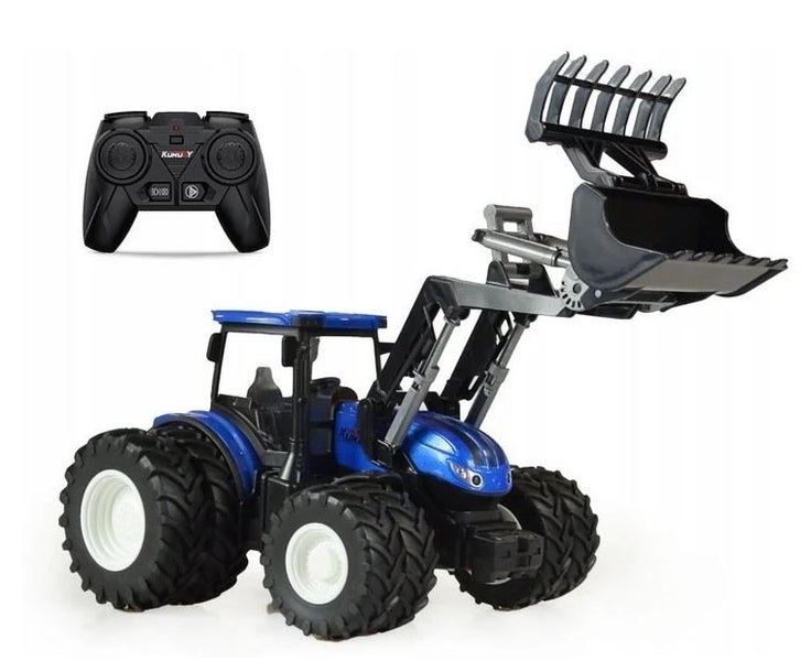 RC Alloy Farm Tractor 1/24 Scale Toy 8 Wheel with Front Bucket and Grapple Carousel 1