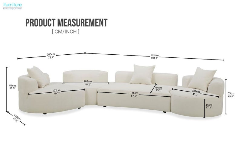 CLOUD DREAM Fabric Swivel Sectional Sofa With Pillows Carousel 2