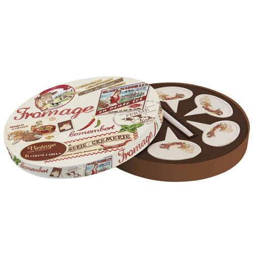 Vintage Cheese Labels and Marker Set 6pc Carousel 3