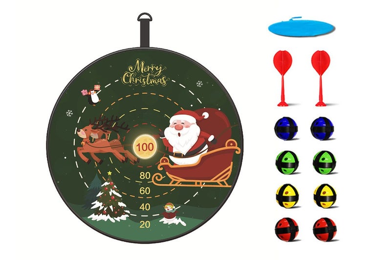 72CM Christmas Large Dart Board With 12 Sticky Balls Dart Board Game-Santa and t Carousel 1