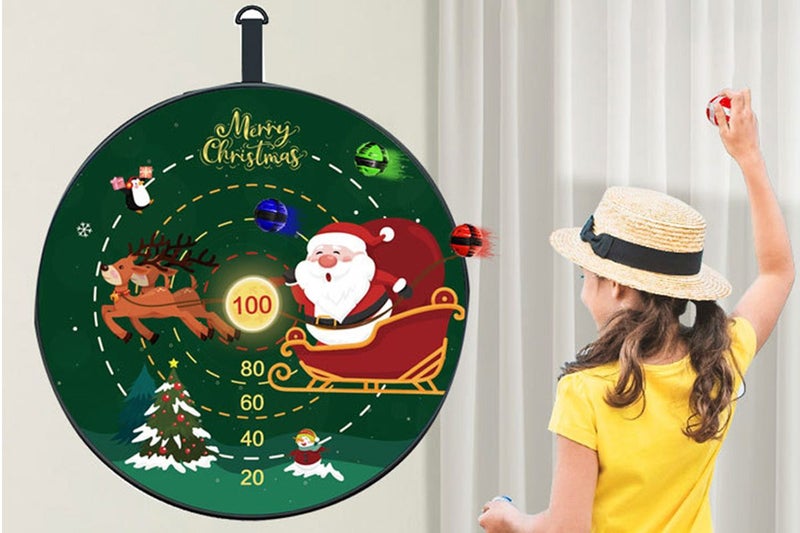 72CM Christmas Large Dart Board With 12 Sticky Balls Dart Board Game-Santa and t Carousel 2
