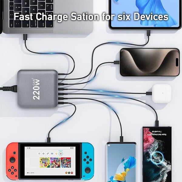 220W Charging Station for Multiple Devices 6-Port USB Charging Hub Carousel 2