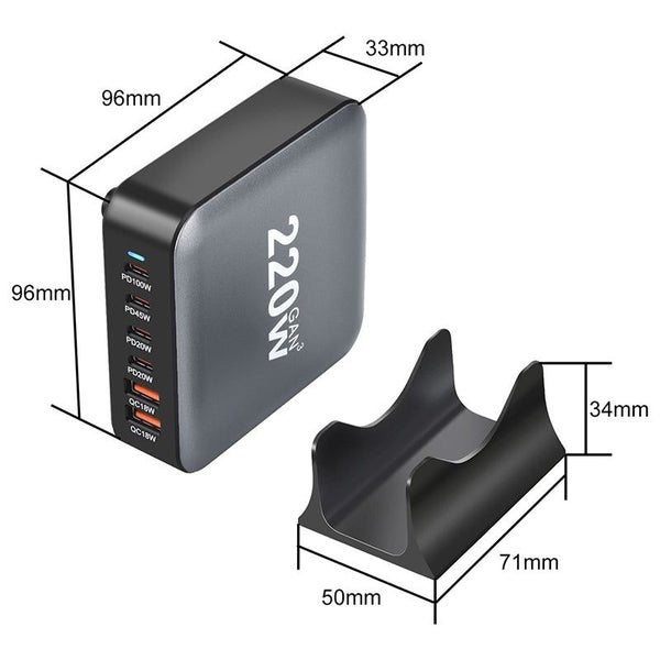220W Charging Station for Multiple Devices 6-Port USB Charging Hub Carousel 8