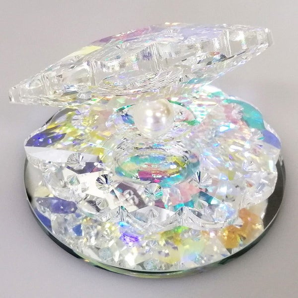 Clear Cut Glass Oyster with Pearl - Medium63001658307459113