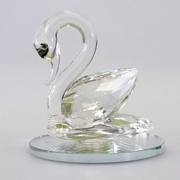Small Cut Glass Swan on Round Mirror Base630037952271381125
