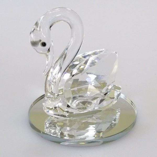 Small Cut Glass Swan on Round Mirror Base63003795227138112