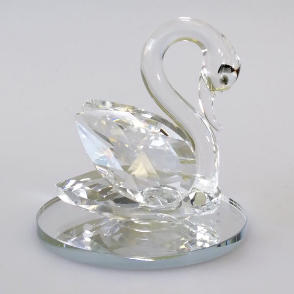 Small Cut Glass Swan on Round Mirror Base63003795227138113