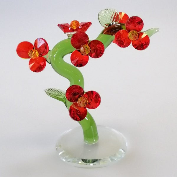 Green Glass Tree with Red Flowers630019761909771110
