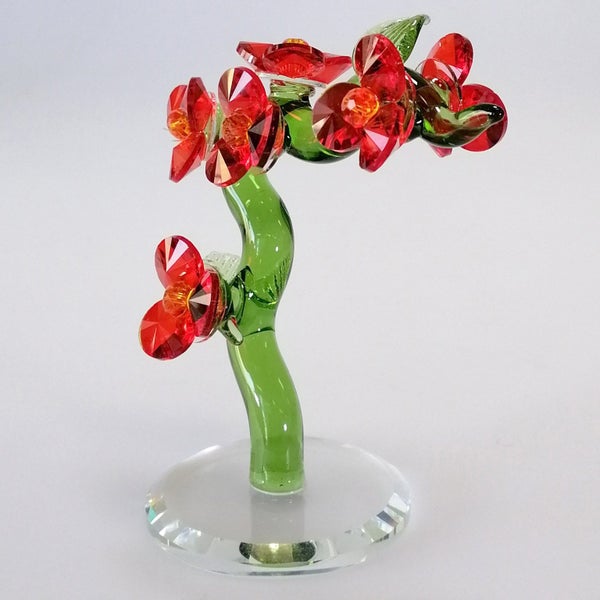 Green Glass Tree with Red Flowers63001976190977111
