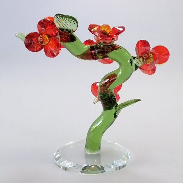 Green Glass Tree with Red Flowers63001976190977113