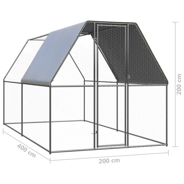 Outdoor Chicken Cage 2x2x2 m Galvanised Steel Tbnktok Carousel 2