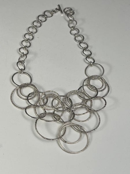 Handcrafted Modernist Sterling Silver 'Bubbles and Circles' Necklace Carousel 2