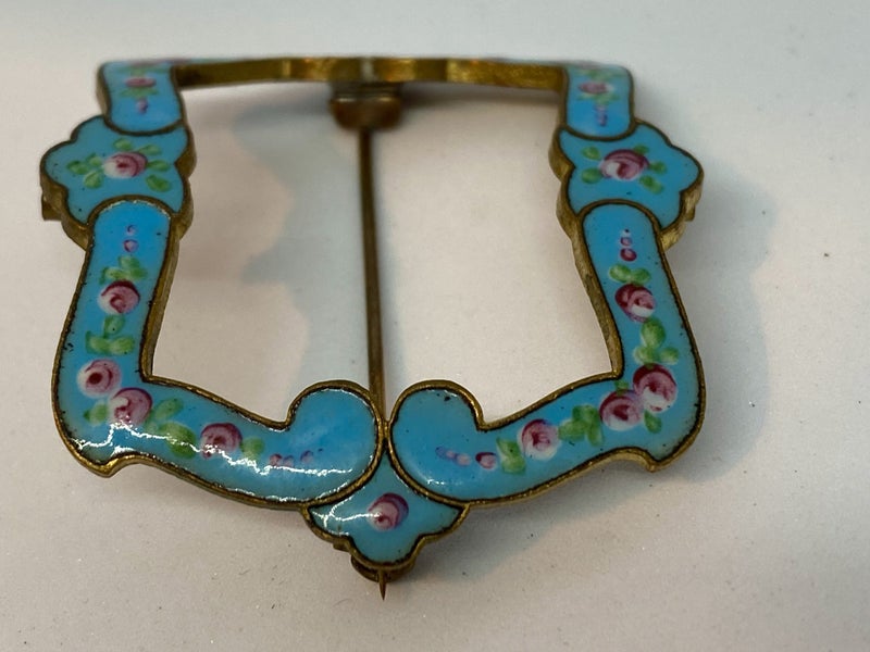 Antique Enamel Shoe Buckle Brooch Carousel 6