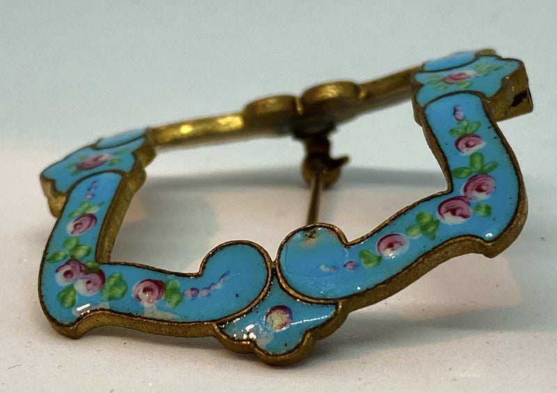 Antique Enamel Shoe Buckle Brooch Carousel 1