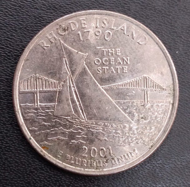 USA COIN, STATE QUARTER, 2001 RHODE ISLAND "P" MINTMARK. Carousel 1