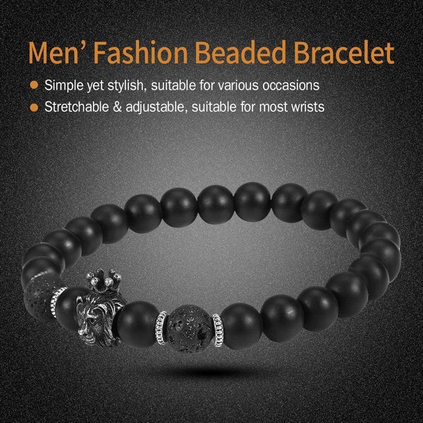 men bracelet bead bracelet bead bangle stone bead bracelet Men Beaded Black Carousel 1