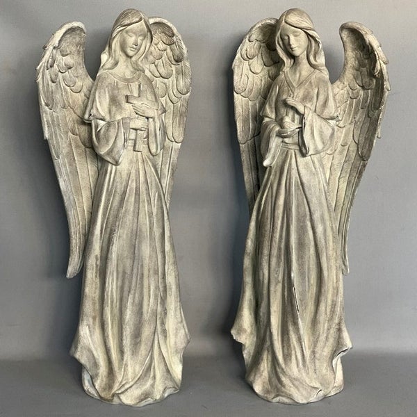 Ornament - STONE LOOK ANGELS 45cm (Set of 2) Carousel 1