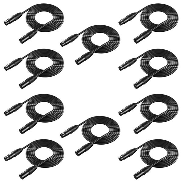 Neewer 2M 3 Pin XLR Stage Light Cable Wire 10 in 1 Mega Value Pack Carousel 1