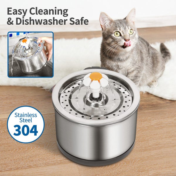 Cat Water Fountain Stainless Steel 2.5L Pet Feeder Water Dispenser Bowl Carousel 1