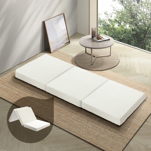 Bedra Folding Mattress Sherpa Fleece Foam 3-fold Foldable Floor Sofa Bed Single Carousel 1
