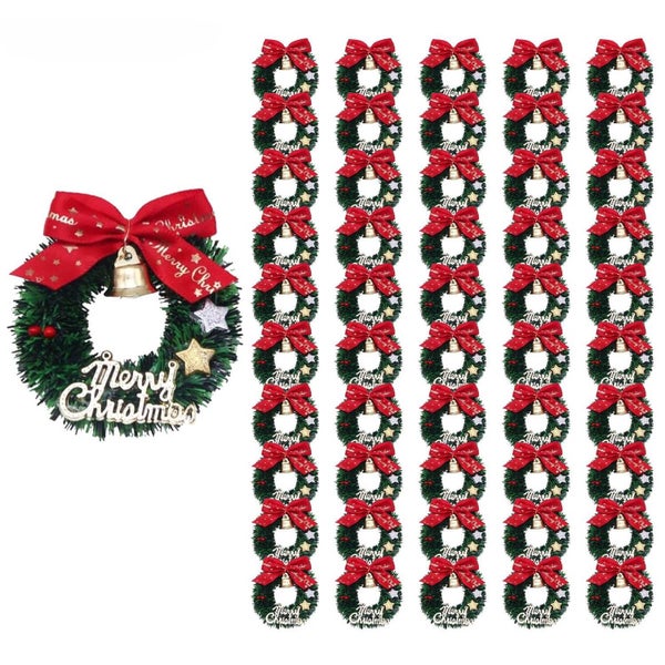 50pcs Mini Christmas Wreaths, Christmas Holiday Decorations Carousel 1