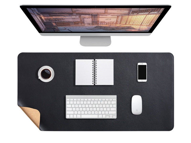 Large Mouse Pad Leather Desk Pad Protector Non Slip Desk Mat Black S Carousel 1