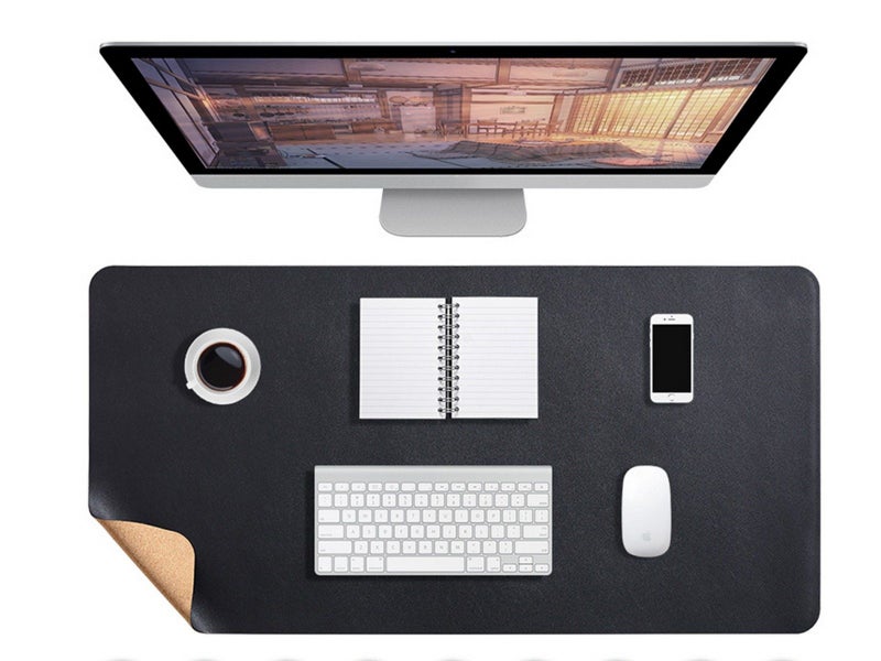 Large Mouse Pad Leather Desk Pad Protector Non Slip Desk Mat Black L Carousel 1