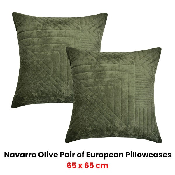 Bianca Navarro Olive Soft Velvet Geometric Quilt Cover Set or Accessories Carousel 2