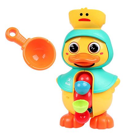 Green Bath Toys Set Rotatable Duck Waterwheel and Eyes Strong Sucker Water Scoop Carousel 1