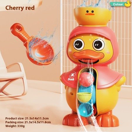 Green Bath Toys Set Rotatable Duck Waterwheel and Eyes Strong Sucker Water Scoop Carousel 2