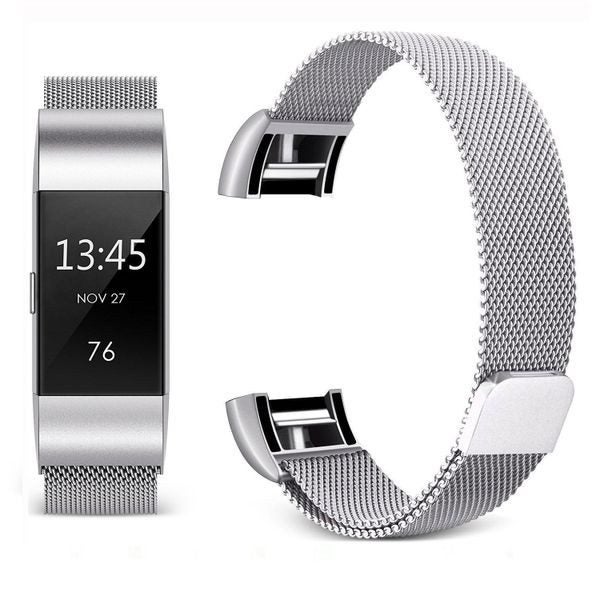 Fitbit Charge 2 Milanese Loop Strap Silver Carousel 1