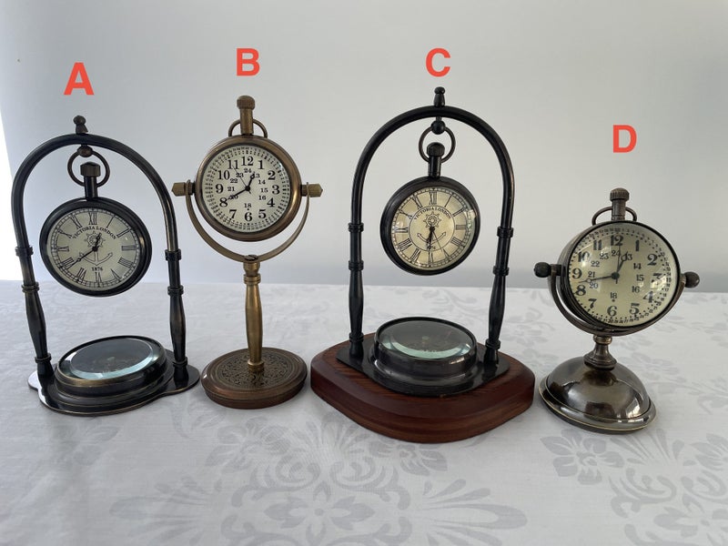 Maritime Compass Antique Style Victoria Desk/Table Clock Carousel 1