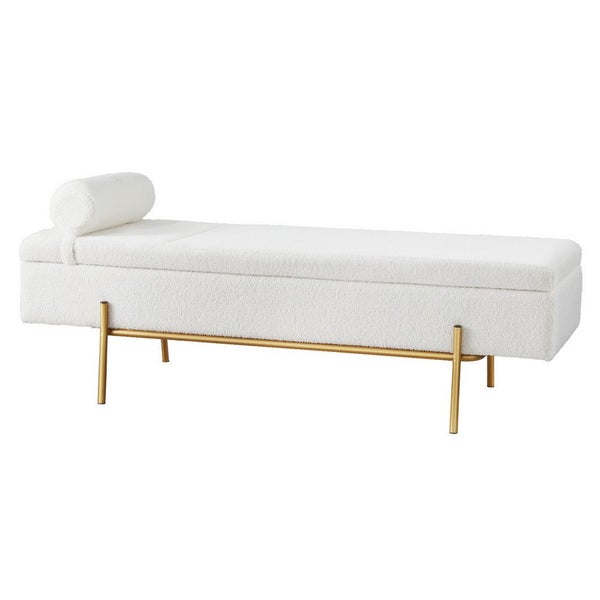 Artiss Storage Bed 140Cm Pillow Boucle Fabric Ottomans Footstools & Poufs Carousel 1