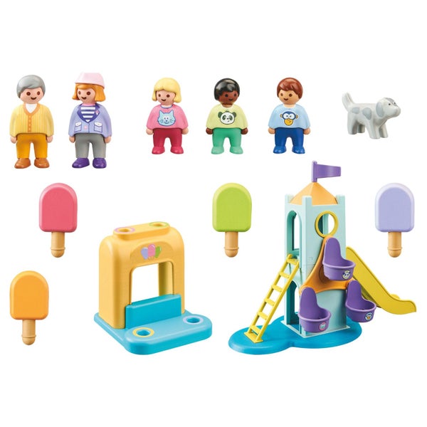 Playmobil 1.2.3 Adventure Tower with Ice cream Booth Carousel 2