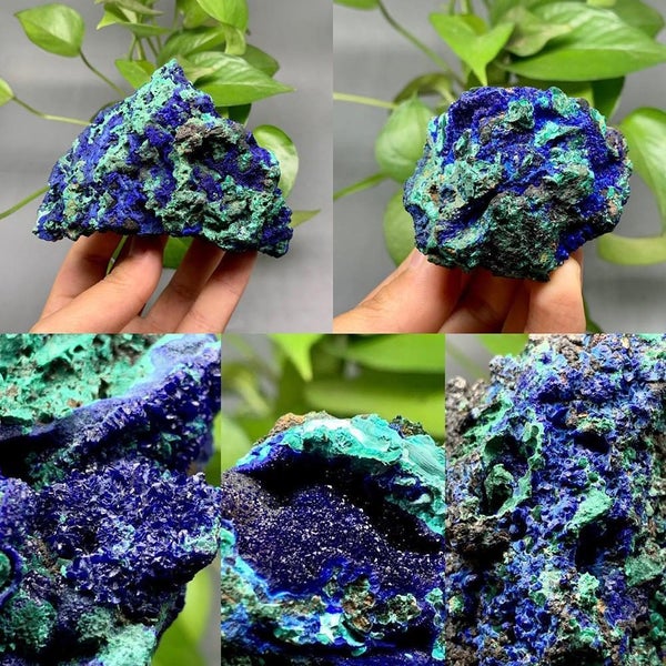 Natural Azurite Malachite Geode Crystal Mineral Specimen Stone Healing New Y6D8 Carousel 1
