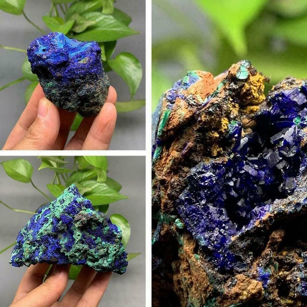 Natural Azurite Malachite Geode Crystal Mineral Specimen Stone Healing New Y6D8 Carousel 10
