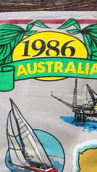 ~" 1986 Australia Cotton Vintage Tea Towel ~ Carousel 1