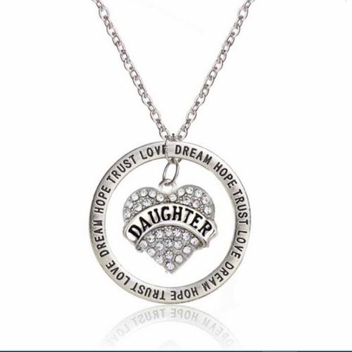 FLASH SALE! Inspirational Crystal Daughter Dream Hope Trust Love Heart Necklace Carousel 1