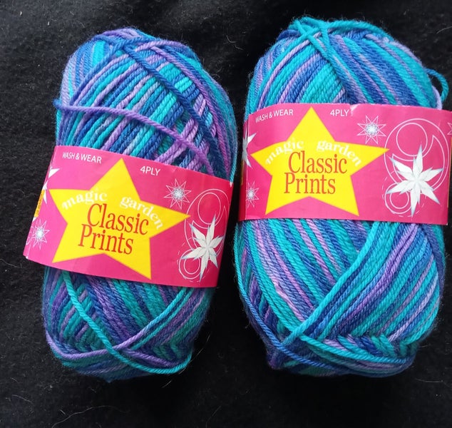 4ply Baby wool -multi Blue/purlpe Carousel 1