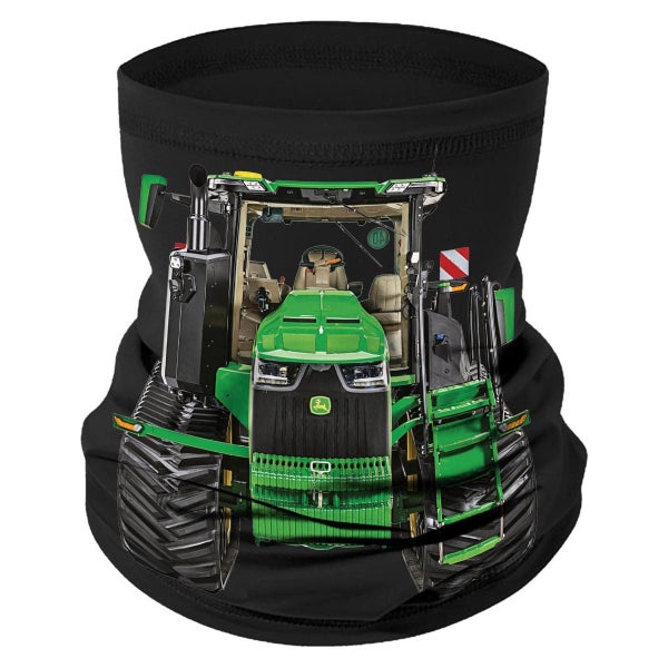 Black neck gaiter with green tractor screen print Carousel 1