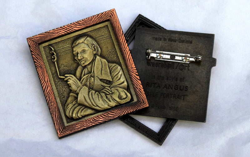 Wearable Art Brooch Rita Angus Self Portrait (Limited Edition) Carousel 1
