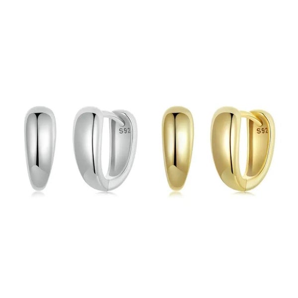 Womens 925 Sterling Silver Office Style Simple Huggie Ear Buckles Gold Plated... Carousel 2