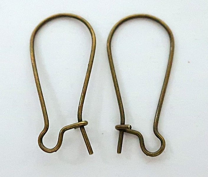10 Prs. BRONZE EARRING KIDNEY HOOKS - 24 mm Carousel 1