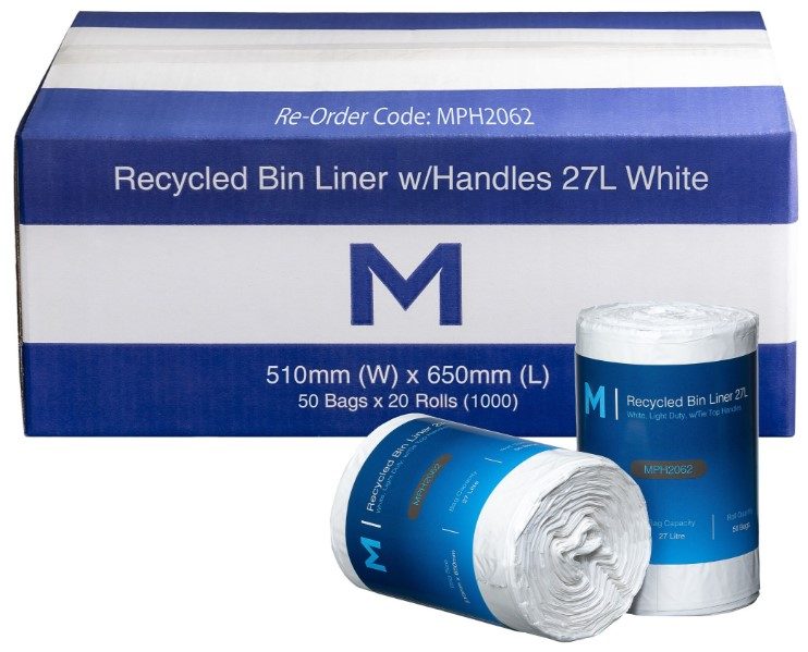 27L Handle Tie Bin Liner,Rubbish Bags x 50 bags Plastic Bag Liner 51x65cm Carousel 1