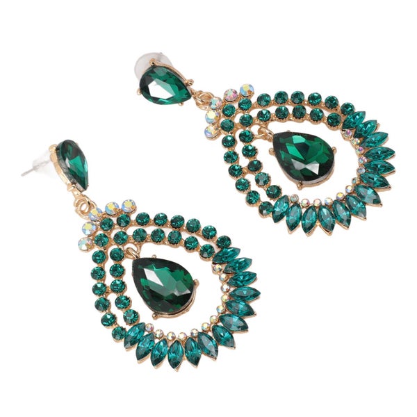 rhinestone pendant earrings Waterdrop Rhinestone Pendant Earrings Elegant Alloy Carousel 1