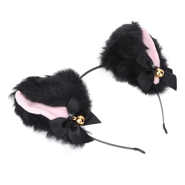 hollow cat ears headband Fluffy Cat Ears Headband Cute Plush Hair Band with Bell Carousel 2