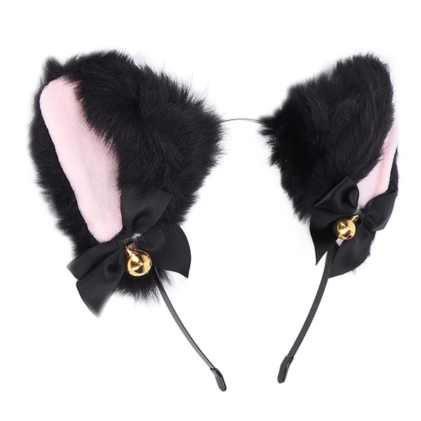 hollow cat ears headband Fluffy Cat Ears Headband Cute Plush Hair Band with Bell Carousel 5